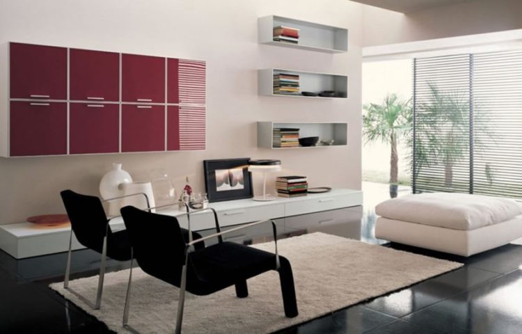 superbes-meubles-ikea-petit-salon-idées-de-décoration-montrant-deux-chaises-longues-sombres-avec-des-cadres-en-métal-chromés-sur-un-rectangle-des tapis blancs-également-carrés