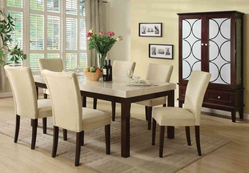 ensemble de table à manger en marbre doux