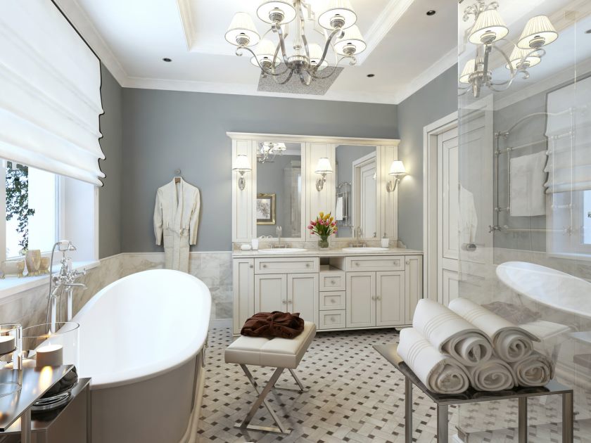 Style classique de la salle de bain. Visualisation 3D
