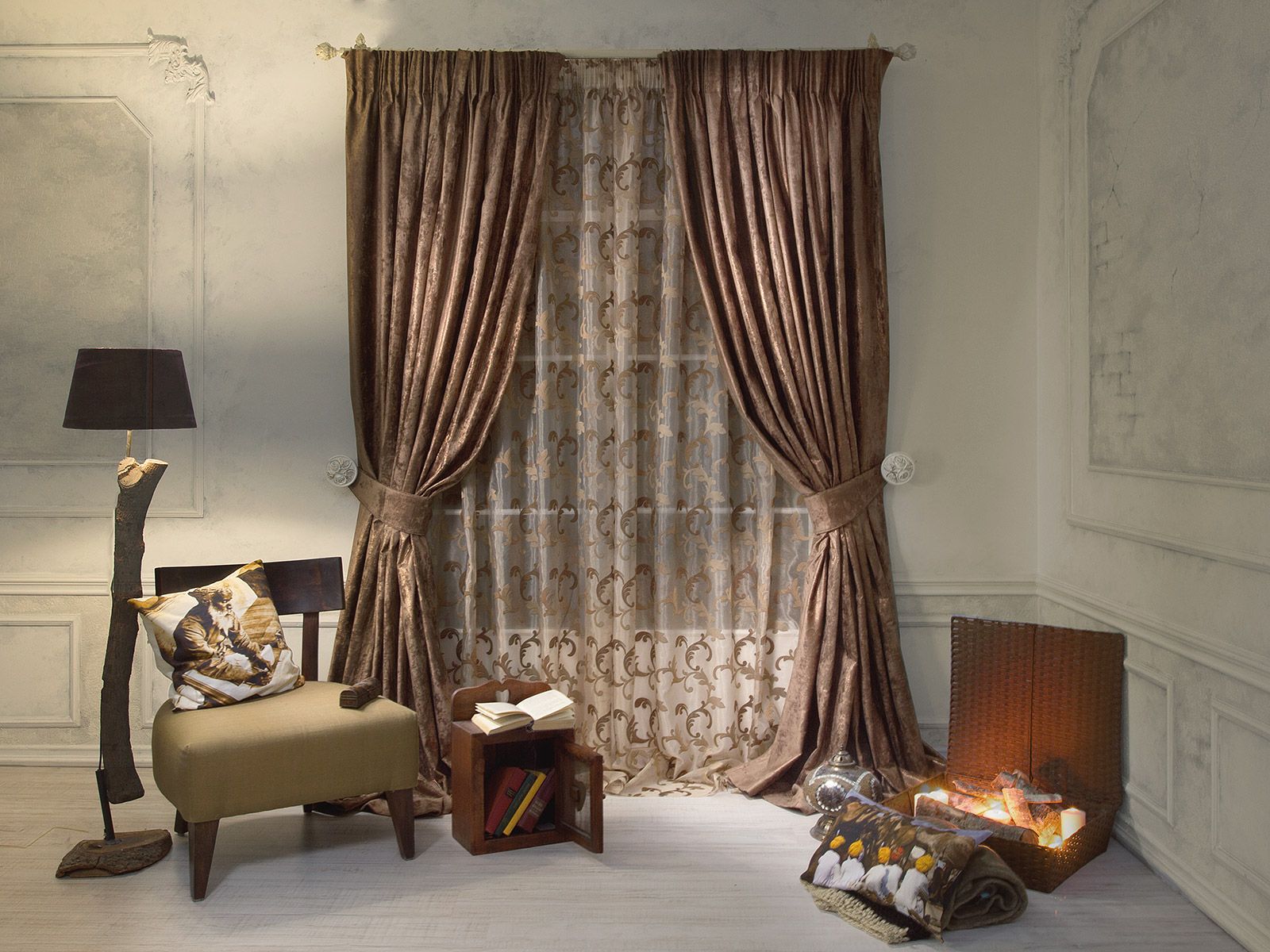 Rideaux marron