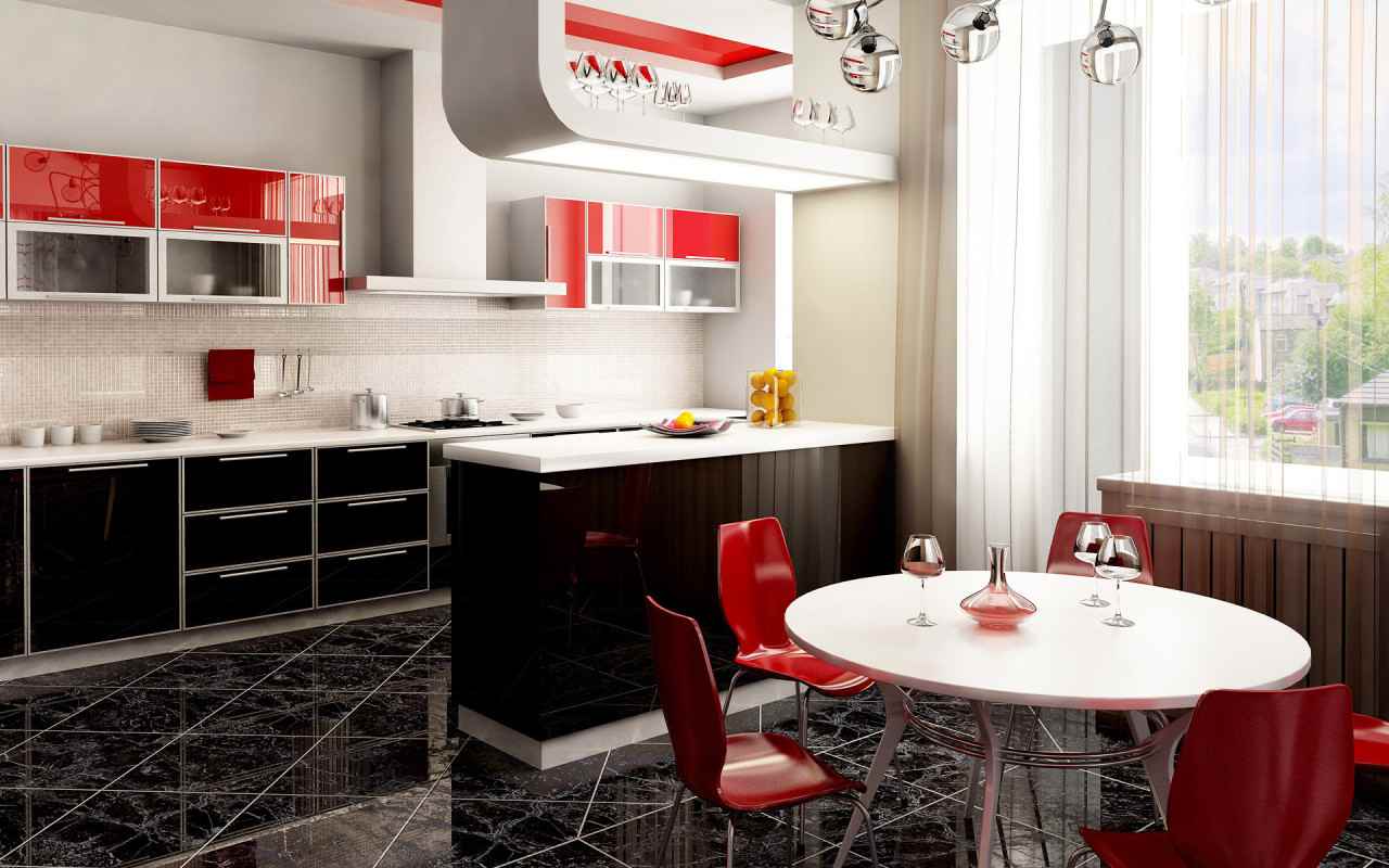 32-cuisine rouge et noire