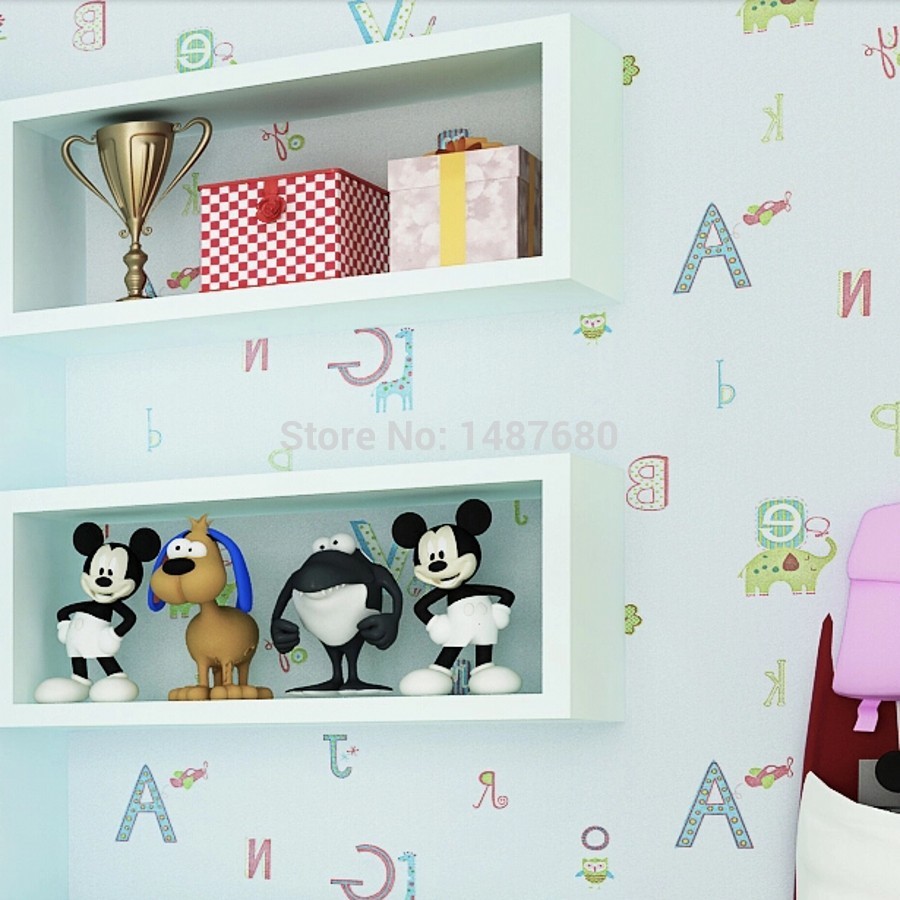 dessin animé-alphabet-anglais-papel-de-parede-3d-papier peint-rouleau-fond-mur-papier peint-revêtement mural-chambre-mural-mur