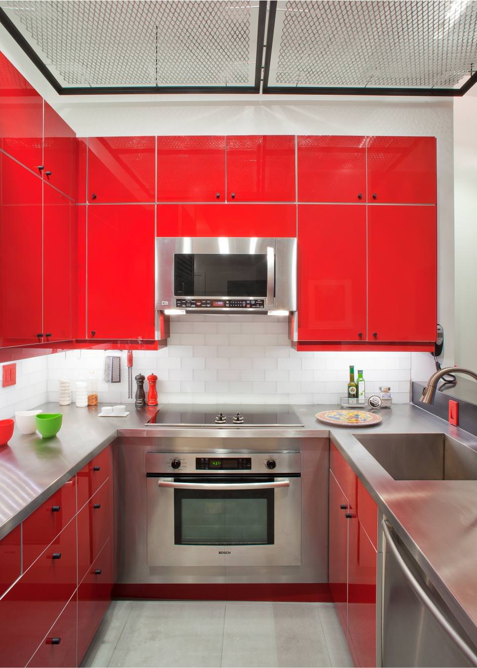armoires de cuisine chic-rouge