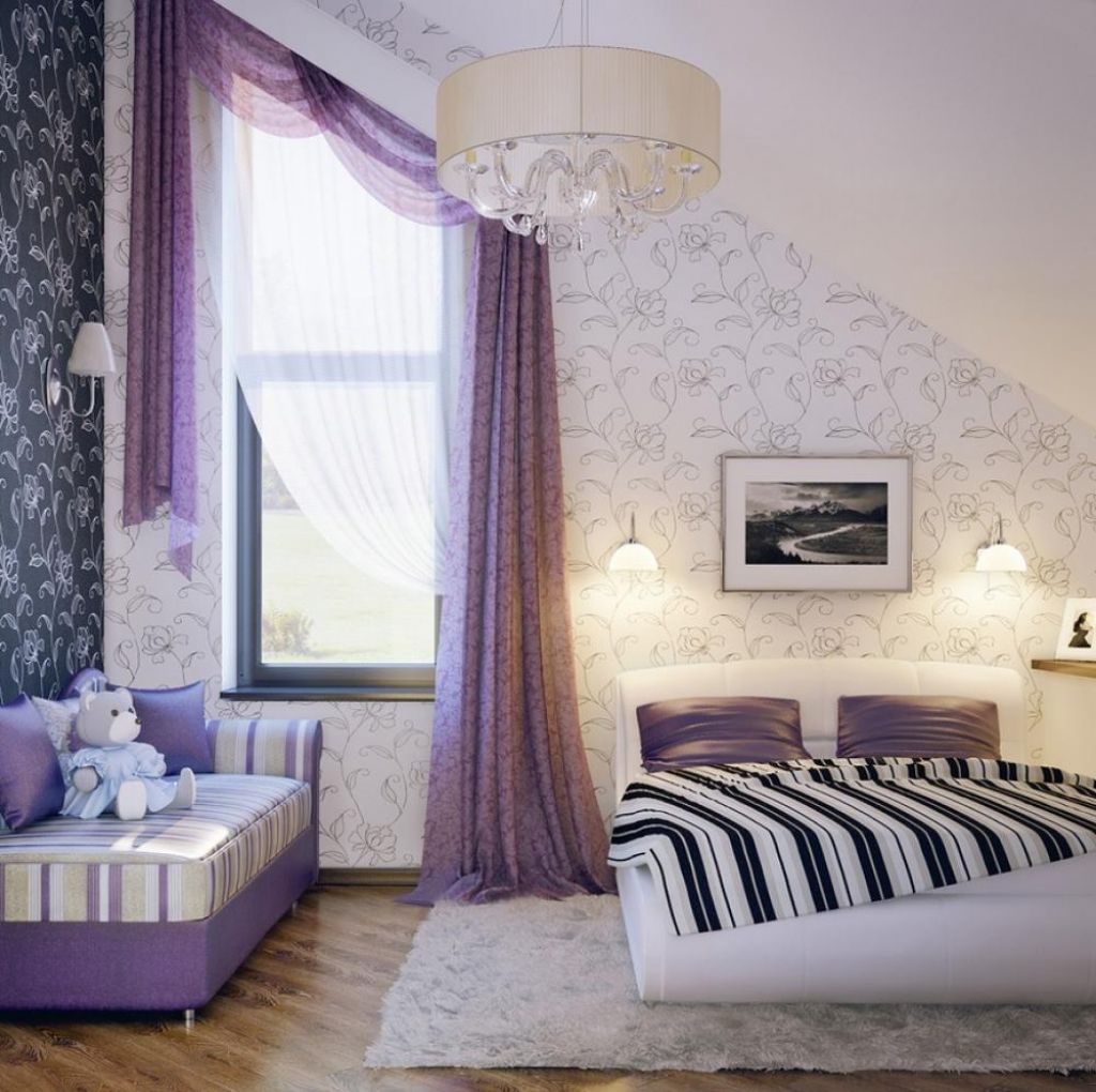 rideau pourpre-pour-filles-chambre