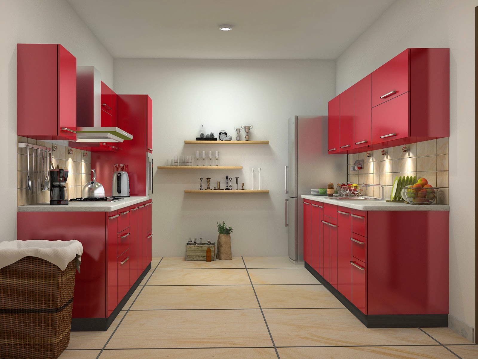 cuisines modulaires de couleur rouge