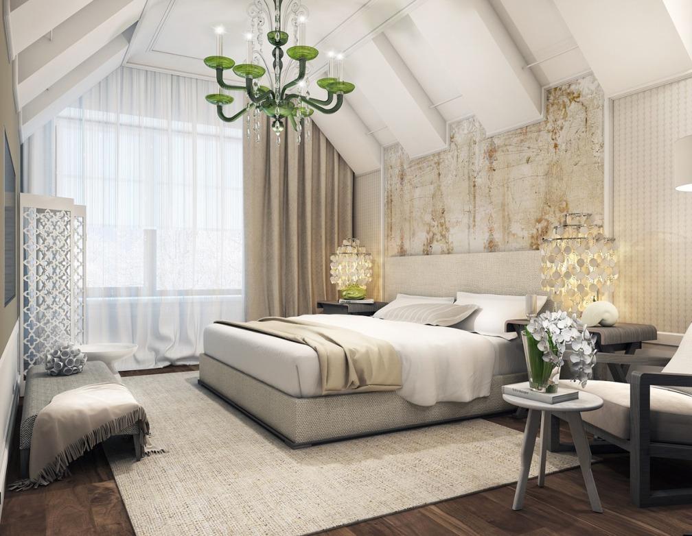 superbe-lustre-vert-pour-chambre-design-avec-brun-blanc-plus-lampe-table-chevet-et-ensemble-de-literie-blanc