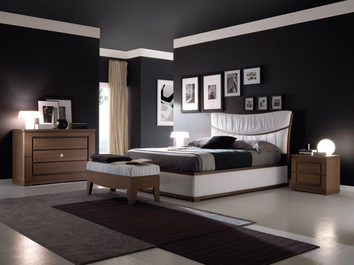 chambre-peinture-idées-noir-noir-mur-peinture-chambre-avec-cadre-décor-noir-blanc-couleurs-schémas-intérieur-chambre