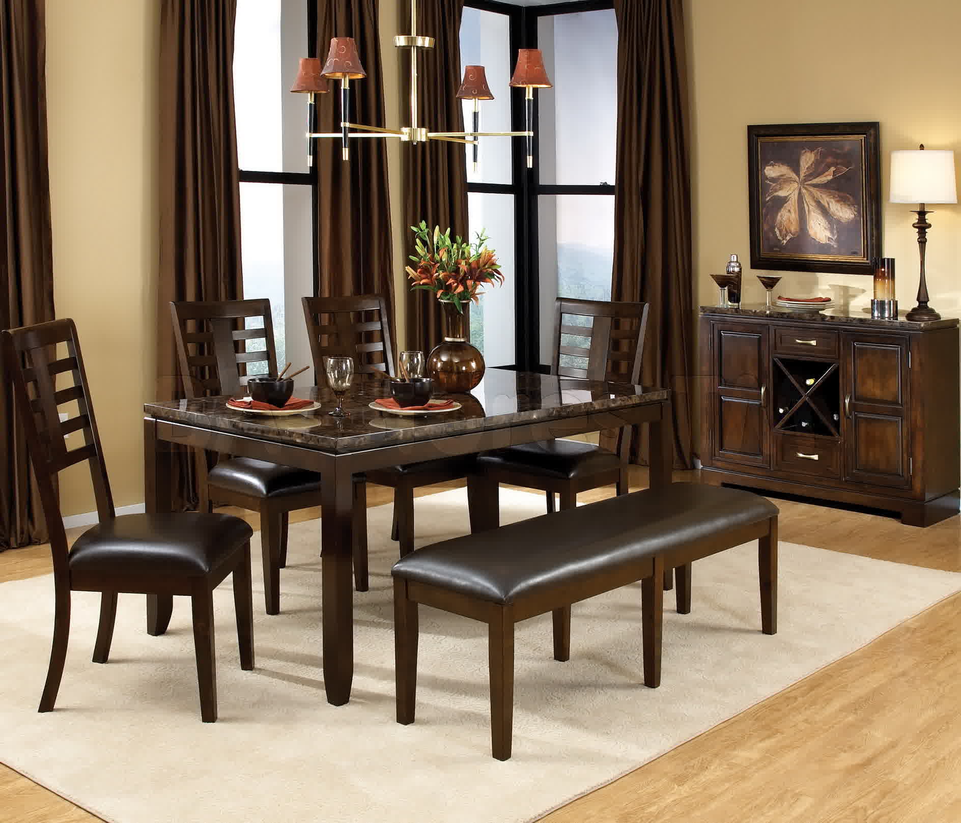 captivant-ikea-ensembles-à-manger-idées-de-design-avec-rectangle-forme-brun-foncé-table-à-manger-avec-dessus-en-marbre-aussi-combine-avec-sans-bras-chaises-en-bois-avec-brun- sièges-en-cuir-aussi-marron-foncé-cuir-b