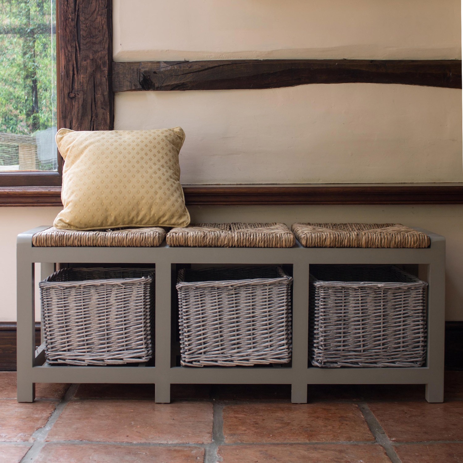 banc de rangement de style rustique