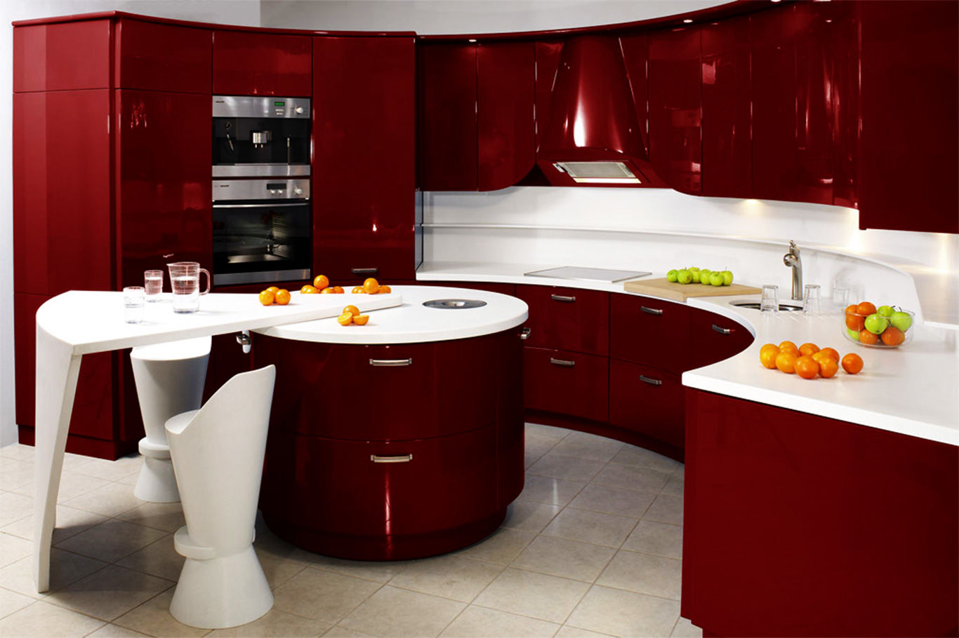 idées de cuisine noir rouge