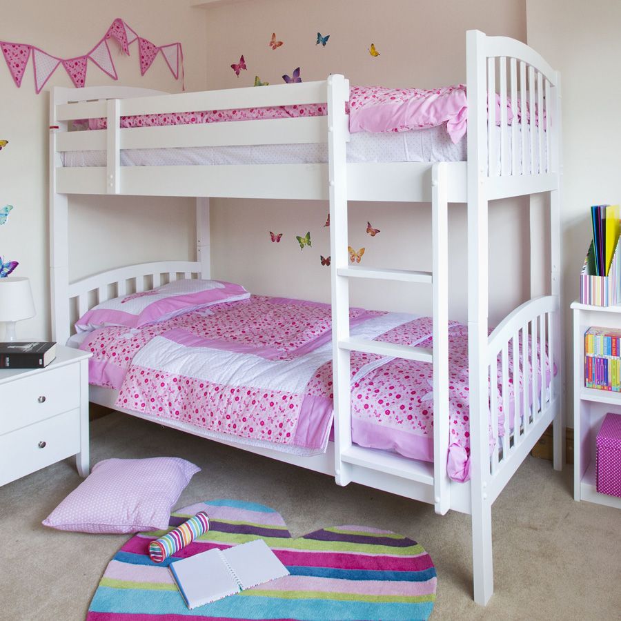 ravissants-ensembles-de-chambre-pour-enfants-ikea-design-with-white-havertys-bunk-bed-along-pink-patterned-bedding draps-also-white-tiroir-bedside-plus-mult-colour-rug-rug- on- le-plancher-gris-avec-le-petit-salon-ikea