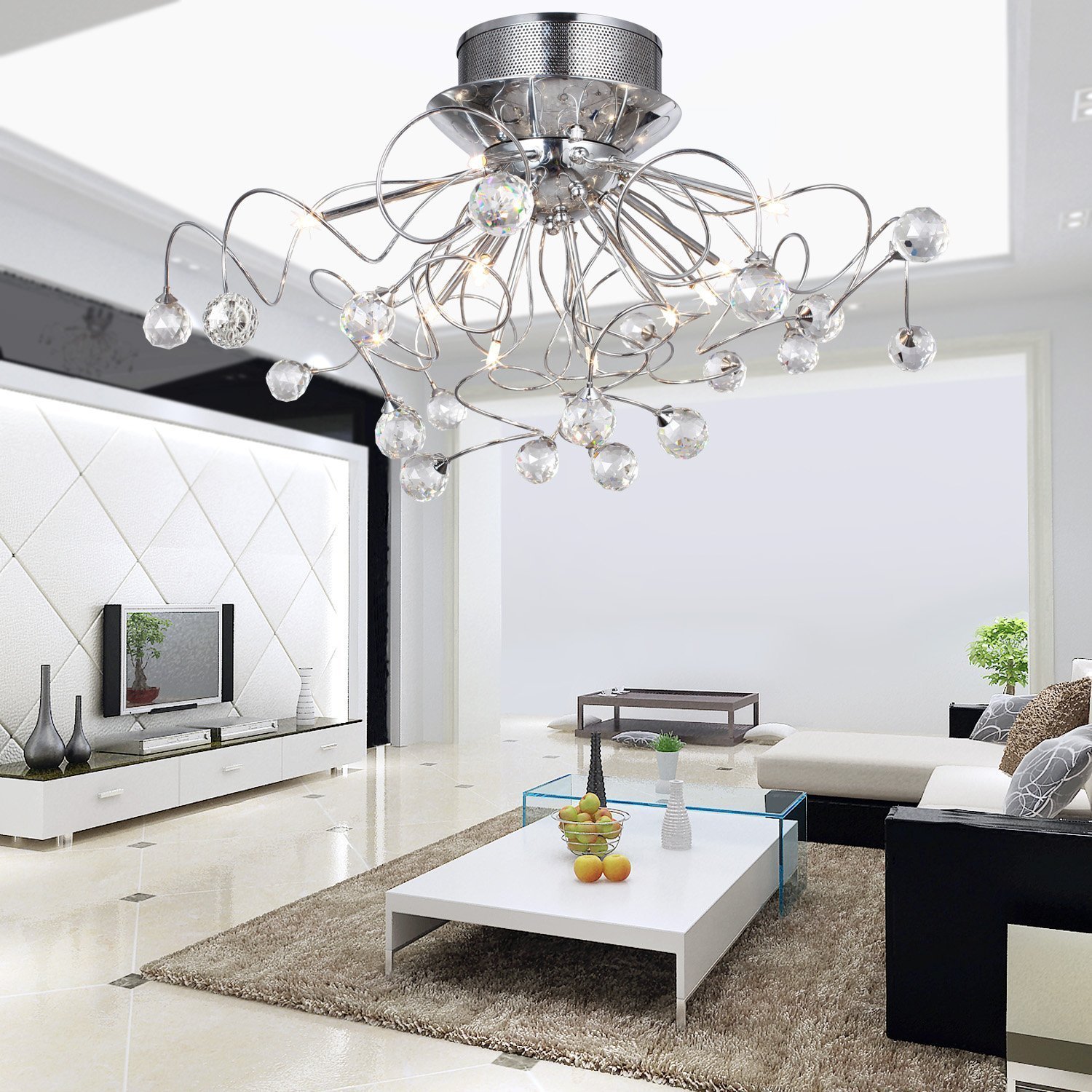 les-meilleures-idées-de-décoration-modernes-de-décoration-de-maison-avec-des-lustres-élégants-à-baldaquin-en-acier-inoxydable-comprenant-un-bras-de-style-gaz-et-un-matelas-rembourré-crème-confortable-presque-séduisant- buffet-blanc