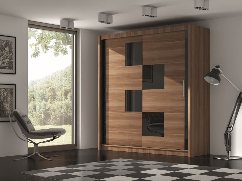 armoire en verre prune-noir