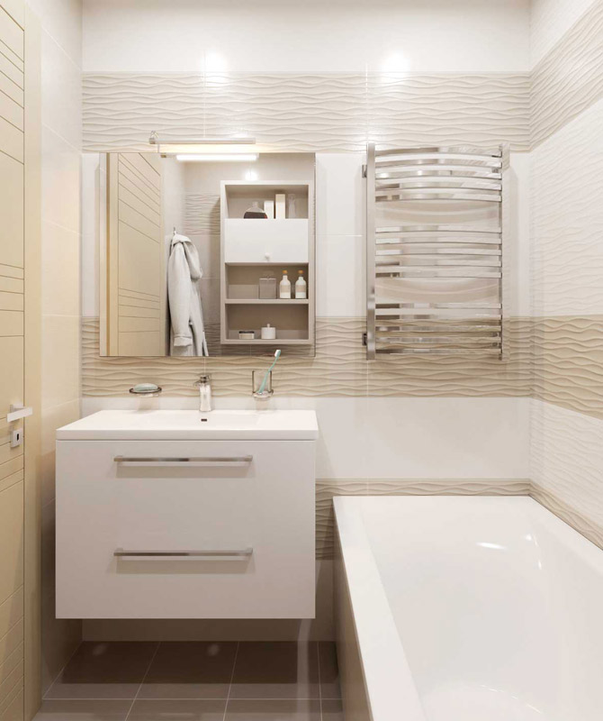 carrelage de salle de bain en relief
